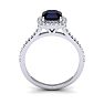 1 1/2 Carat Cushion Cut Sapphire and Halo Diamond Ring In 14K White Gold Image-3