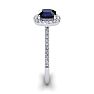 1 1/2 Carat Cushion Cut Sapphire and Halo Diamond Ring In 14K White Gold Image-4