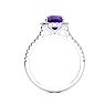 2 Carat Cushion Cut Amethyst and Halo Diamond Ring In 14K White Gold Image-3