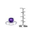 2 Carat Cushion Cut Amethyst and Halo Diamond Ring In 14K White Gold Image-4