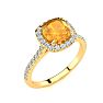 2 Carat Cushion Cut Citrine and Halo Diamond Ring In 14K Yellow Gold Image-2
