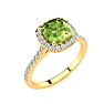 2 Carat Cushion Cut Peridot and Halo Diamond Ring In 14K Yellow Gold Image-2