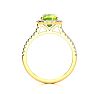 2 Carat Cushion Cut Peridot and Halo Diamond Ring In 14K Yellow Gold Image-3
