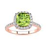 2 Carat Cushion Cut Peridot and Halo Diamond Ring In 14K Rose Gold Image-1