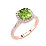 2 Carat Cushion Cut Peridot and Halo Diamond Ring In 14K Rose Gold Image-2