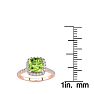 2 Carat Cushion Cut Peridot and Halo Diamond Ring In 14K Rose Gold Image-4