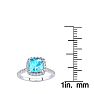 2 Carat Cushion Cut Blue Topaz and Halo Diamond Ring In 14K White Gold Image-4