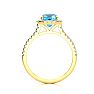 2 Carat Cushion Cut Blue Topaz and Halo Diamond Ring In 14K Yellow Gold Image-3