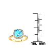 2 Carat Cushion Cut Blue Topaz and Halo Diamond Ring In 14K Yellow Gold Image-4