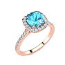 2 Carat Cushion Cut Blue Topaz and Halo Diamond Ring In 14K Rose Gold Image-2