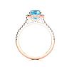 2 Carat Cushion Cut Blue Topaz and Halo Diamond Ring In 14K Rose Gold Image-3