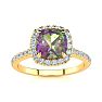 2 Carat Cushion Shape Mystic Topaz Ring With Diamond Halo In 14 Karat Yellow Gold Image-1