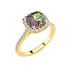 2 Carat Cushion Shape Mystic Topaz Ring With Diamond Halo In 14 Karat Yellow Gold Image-2