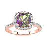 2 Carat Cushion Shape Mystic Topaz Ring With Diamond Halo In 14 Karat Rose Gold Image-1