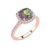 2 Carat Cushion Shape Mystic Topaz Ring With Diamond Halo In 14 Karat Rose Gold Image-2