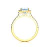 Aquamarine Ring: Aquamarine Jewelry: 2 Carat Cushion Cut Aquamarine and Halo Diamond Ring In 14K Yellow Gold Image-3