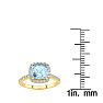 Aquamarine Ring: Aquamarine Jewelry: 2 Carat Cushion Cut Aquamarine and Halo Diamond Ring In 14K Yellow Gold Image-4