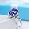 2 Carat Cushion Cut Tanzanite and Halo Diamond Ring In 14K White Gold Image-3