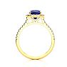 2 Carat Cushion Cut Tanzanite and Halo Diamond Ring In 14K Yellow Gold Image-3