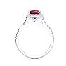Garnet Ring: Garnet Jewelry: 2 Carat Cushion Cut Garnet and Halo Diamond Ring In 14K White Gold Image-3