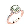 1 3/4 Carat Cushion Cut Green Amethyst and Halo Diamond Ring In 14K Rose Gold Image-2