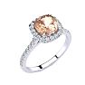 2 Carat Cushion Cut Morganite and Halo Diamond Ring In 14K White Gold Image-2