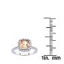 2 Carat Cushion Cut Morganite and Halo Diamond Ring In 14K White Gold Image-4