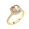 2 Carat Cushion Cut Morganite and Halo Diamond Ring In 14K Yellow Gold Image-2