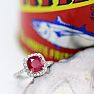 2 Carat Cushion Cut Ruby and Halo Diamond Ring In 14K White Gold Image-3