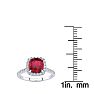 2 Carat Cushion Cut Ruby and Halo Diamond Ring In 14K White Gold Image-5
