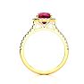 2 Carat Cushion Cut Ruby and Halo Diamond Ring In 14K Yellow Gold Image-3
