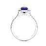 2 Carat Cushion Cut Sapphire and Halo Diamond Ring In 14K White Gold Image-3