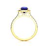 2 Carat Cushion Cut Sapphire and Halo Diamond Ring In 14K Yellow Gold Image-3