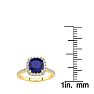 2 Carat Cushion Cut Sapphire and Halo Diamond Ring In 14K Yellow Gold Image-4