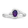 1/2ct Amethyst and Diamond Ring In 14K White Gold Image-1