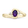 1/2ct Amethyst and Diamond Ring In 14K Yellow Gold
 Image-1