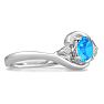 1/2ct Blue Topaz and Diamond Ring In 14K White Gold
 Image-2