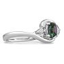 1/2 Carat Oval Shape Mystic Topaz Ring With Two Diamonds In 14 Karat White Gold Image-2