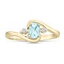 Aquamarine Ring: Aquamarine Jewelry: 1/2ct Aquamarine and Diamond Ring In 14K Yellow Gold
 Image-1
