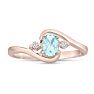 Aquamarine Ring: Aquamarine Jewelry: 1/2ct Aquamarine and Diamond Ring In 14K Rose Gold
 Image-1