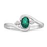1/2ct Emerald and Diamond Ring In 14K White Gold
 Image-1