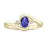 1/2ct Tanzanite and Diamond Ring In 14K Yellow Gold
 Image-1
