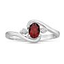 Garnet Ring: Garnet Jewelry: 1/2ct Garnet and Diamond Ring In 14K White Gold
 Image-1