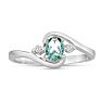 1/2ct Green Amethyst and Diamond Ring In 14K White Gold
 Image-1