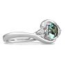 1/2ct Green Amethyst and Diamond Ring In 14K White Gold
 Image-2