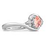 1/2 Carat Oval Shape Morganite and Diamond Ring In 14K White Gold Image-2