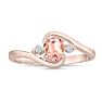 1/2 Carat Oval Shape Morganite and Diamond Ring In 14K Rose Gold Image-1