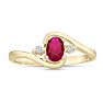 1/2ct Ruby and Diamond Ring In 14K Yellow Gold
 Image-1