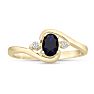 1/2ct Sapphire and Diamond Ring In 14K Yellow Gold
 Image-1