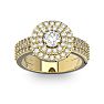 1 1/2 Carat Double Halo Diamond Engagement Ring in 14k Yellow Gold Image-1